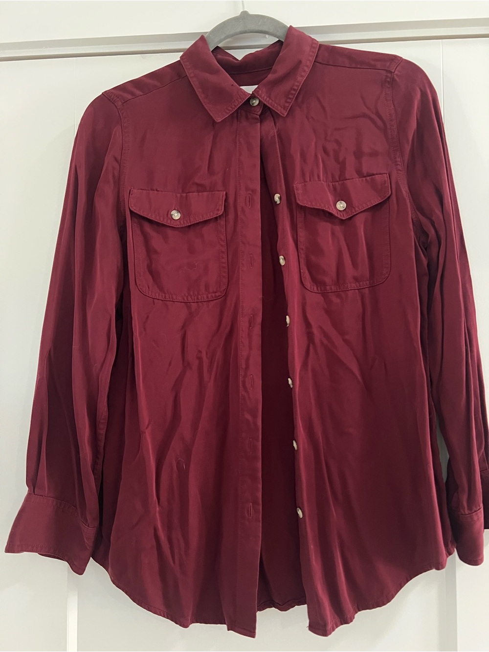Chico's Burgundy Button-Up Utility Shirt
